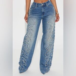 Stylish Blue Embroidered Women Jeans